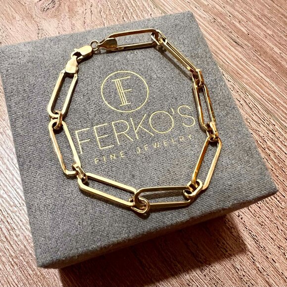 Ferko's Jewelry - $595 FERKO'S FINE JEWELRY 14K Yellow Gold Paperclip Chain Link Bracelet 6.5"